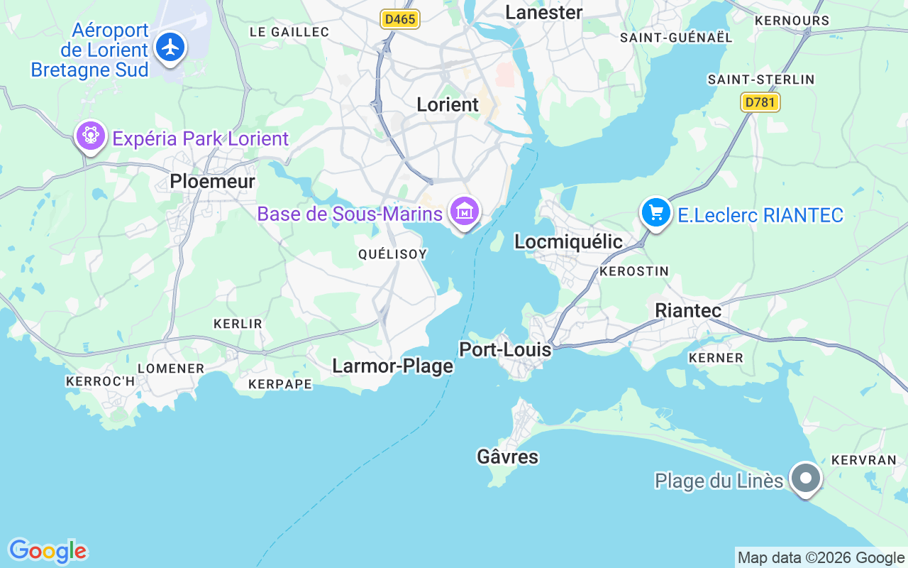 De locatie van RIB: Port De Kernevel, 56100 Lorient