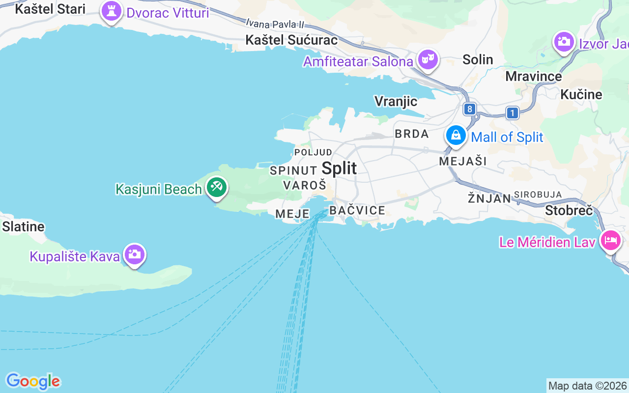 De locatie van RIB: Matejuška, Split
