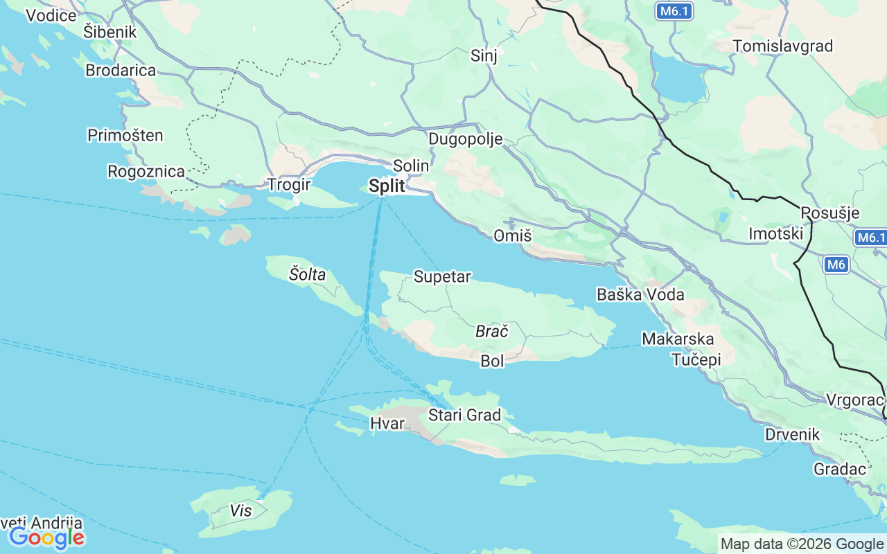 Location of the Gulet: Aci Marina Split, Supetar
