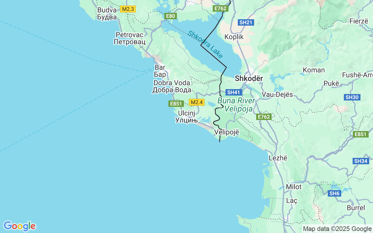 Location of the Motorboat: A, Ulcinj