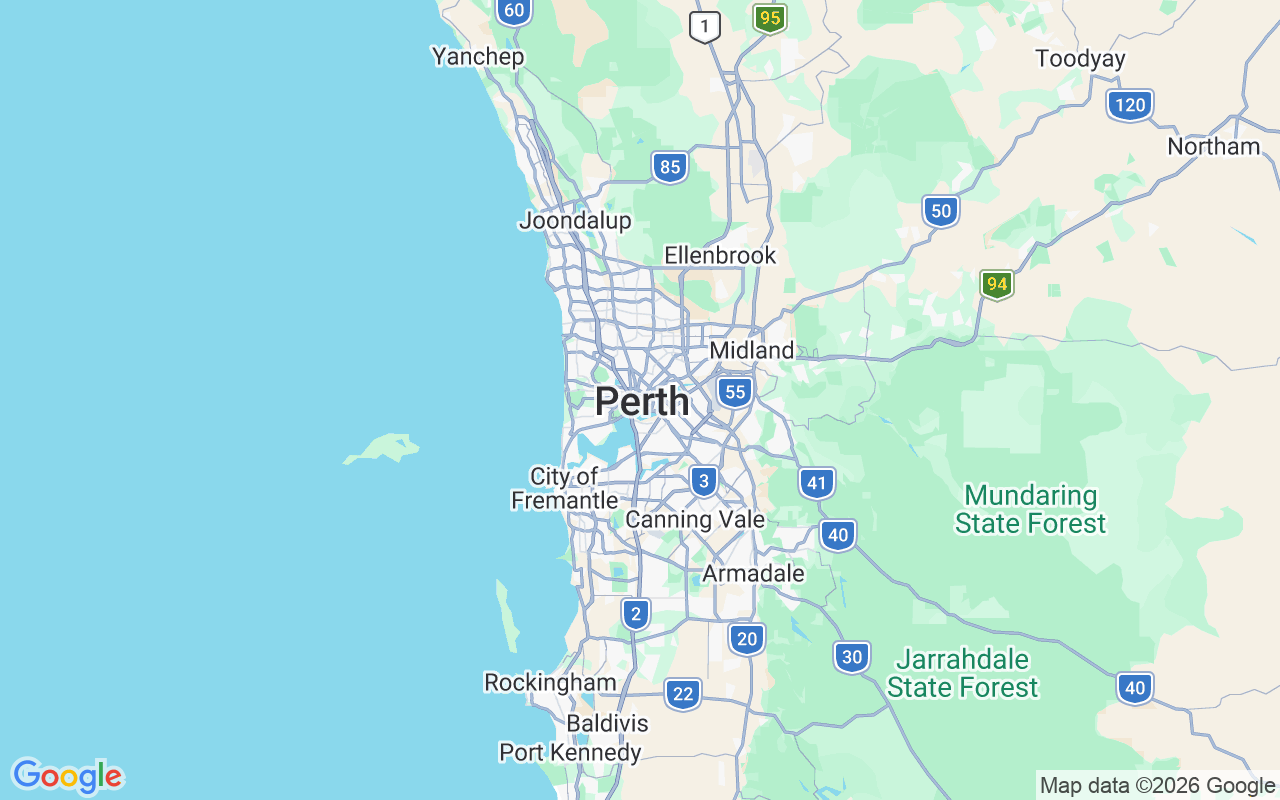 De locatie van RIB: Perth West-Australië, Australië