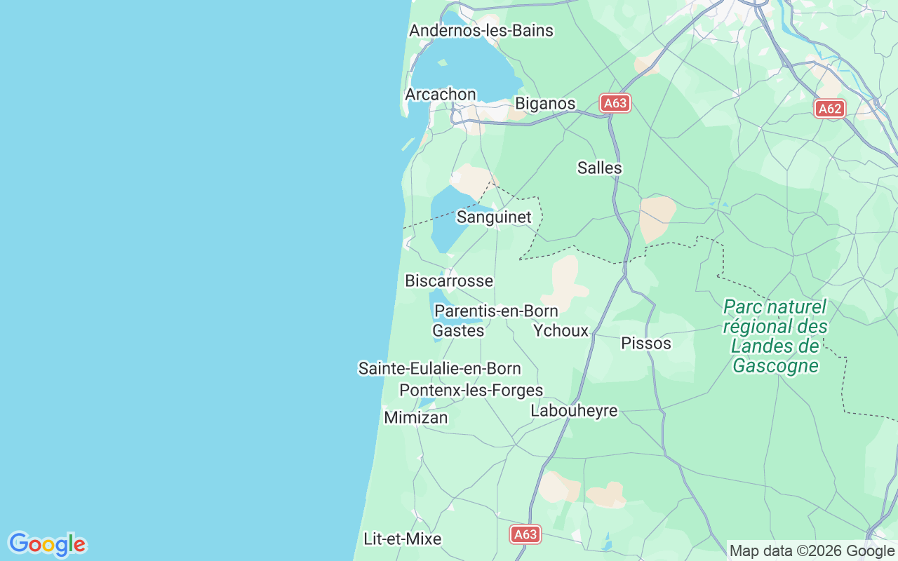 De locatie van RIB: Navarosse, 40600 Biscarrosse
