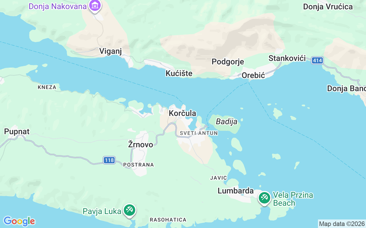Τοποθεσία Μηχανοκίνητο σκάφος: Aci Marina Korčula, Κόρτσουλα
