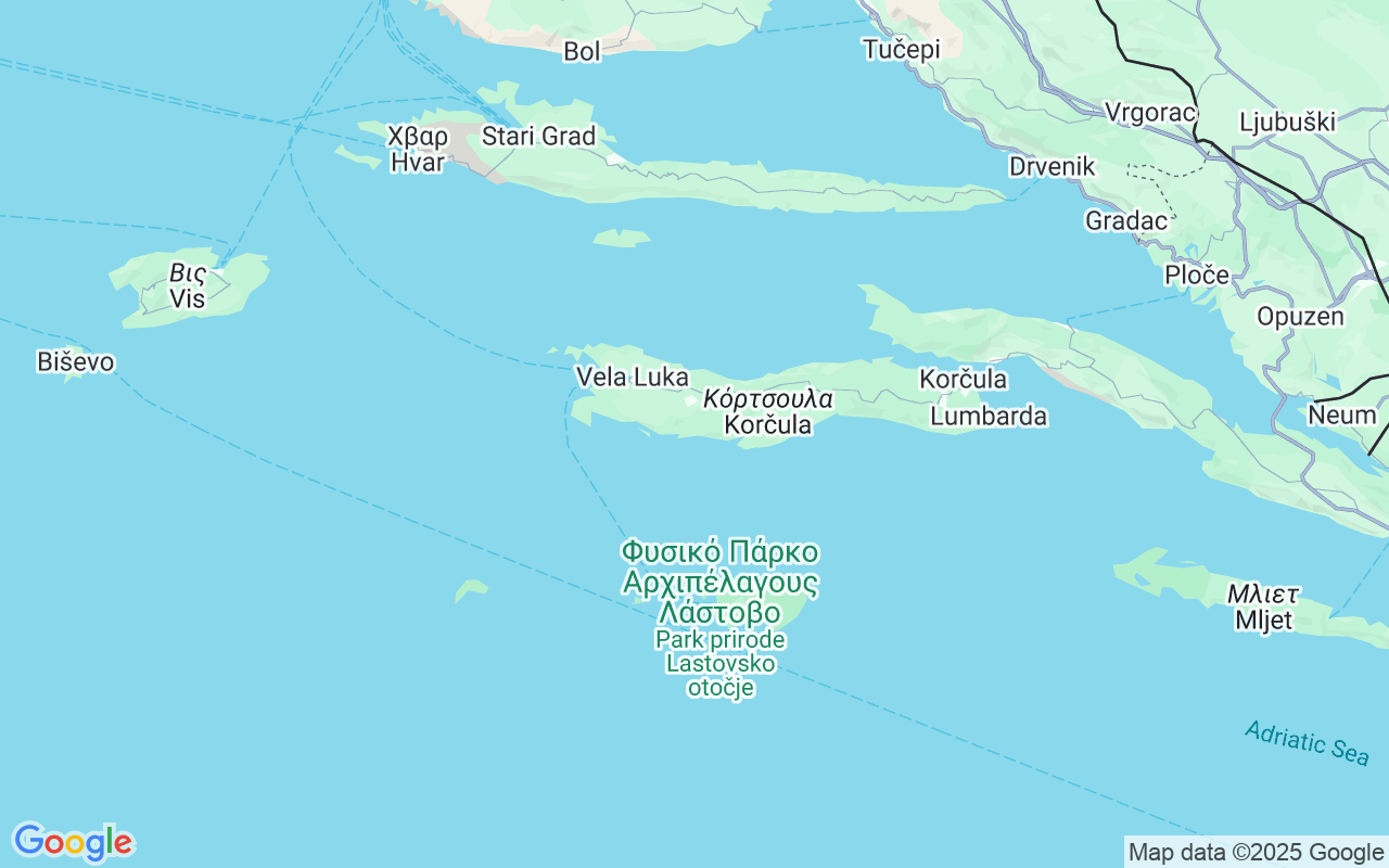 Τοποθεσία Μηχανοκίνητο σκάφος: Korčula, Prižba, Prižba