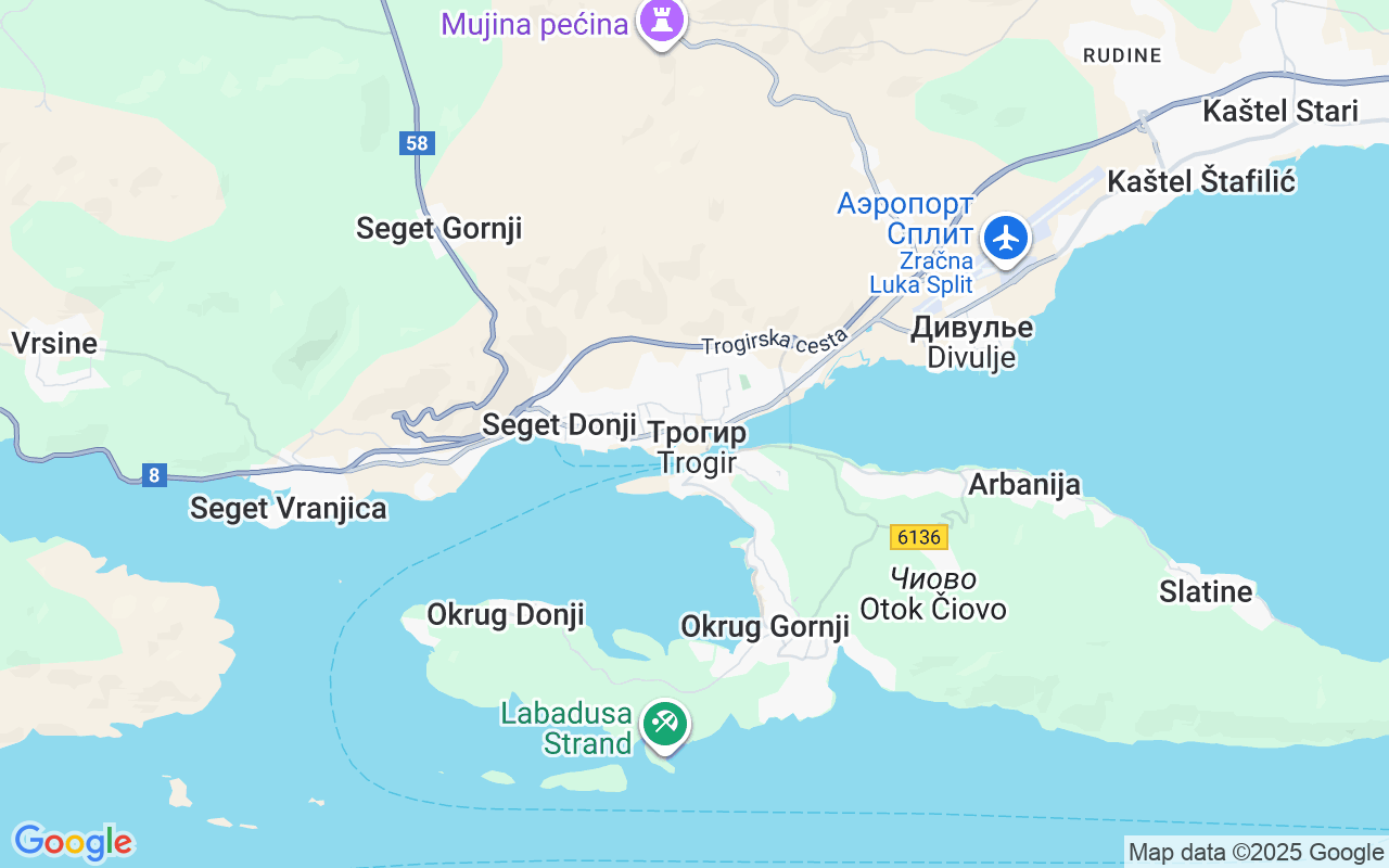 Местоположение Моторная лодка: Трогир, Хорватия