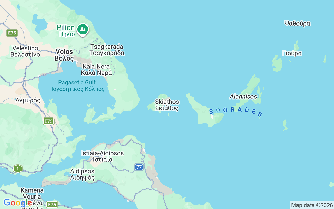 De locatie van RIB: Vromolimnos, Skiathos