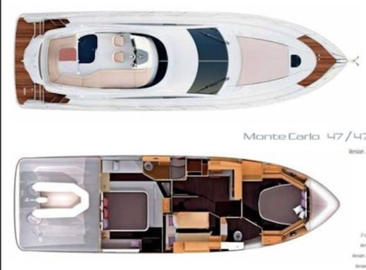Motorboat Beneteau Monte Carlo 47 Plattegrond van de boot