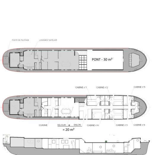 Houseboat Gîte Croisière Plan du bateau