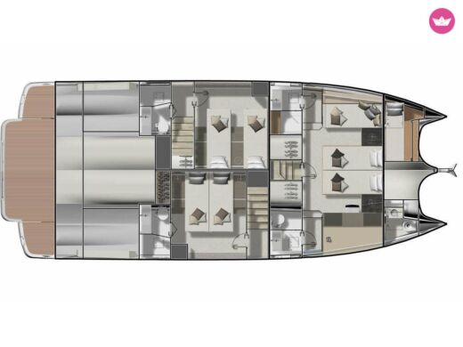 Catamaran  Prestige M48 Plattegrond van de boot
