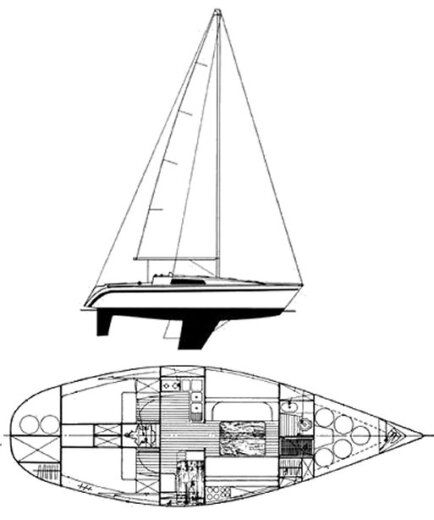 Sailboat Beneteau First 35 Σχέδιο κάτοψης σκάφους