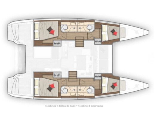 Catamaran  Lagoon 40 Boat layout