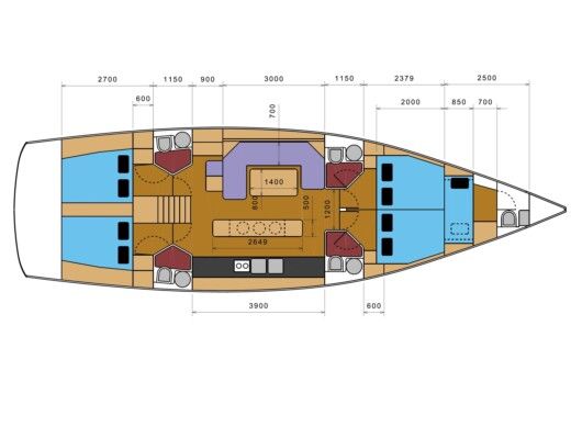 Sailboat D&D Kufner 54 Planimetria della barca
