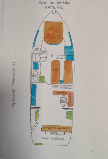 Motorboat Fairline Phantom37 Plan du bateau