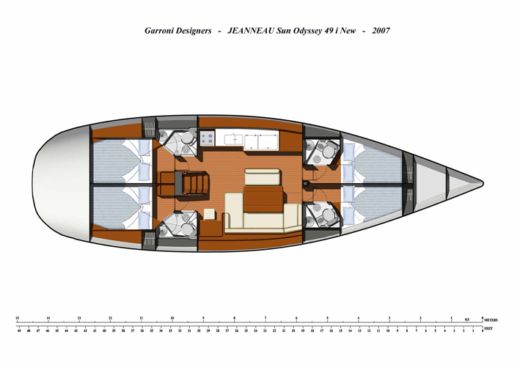 Sailboat Jeanneau Sun Odyssey 49i Planimetria della barca