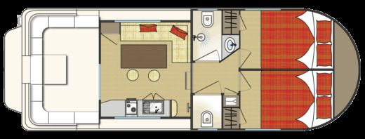 Houseboat New Con Fly First Boat layout