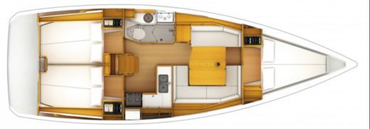 Sailboat Jeanneau Sun Odyssey 389 Plattegrond van de boot