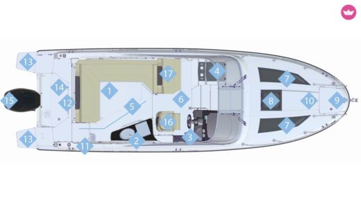 Motorboat Quiksilver Activ 805 Cruise Plano del barco
