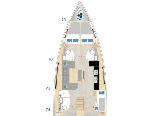 Sailboat  Hanse 460 Σχέδιο κάτοψης σκάφους