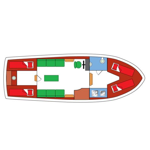 Houseboat Palan C 950 (Koddok) Plattegrond van de boot
