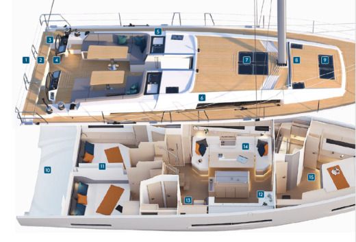 Sailboat Hanse 510 Boot Grundriss