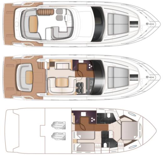 Motor Yacht Princess F43 Plattegrond van de boot