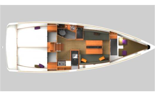Sailboat Jeanneau Sun Odyssey 349 Σχέδιο κάτοψης σκάφους