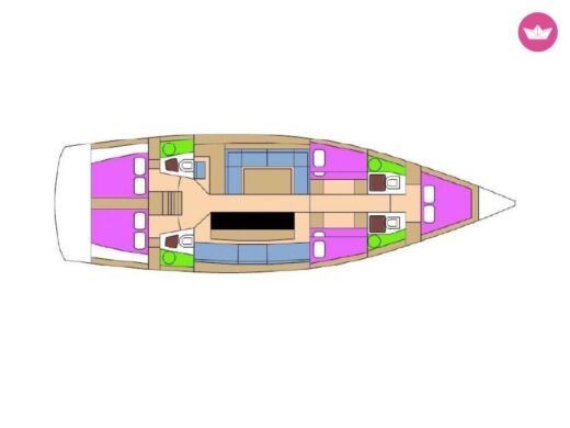 Sailboat  D&D Kufner 54 (AC+Gen+Solar) Boat layout