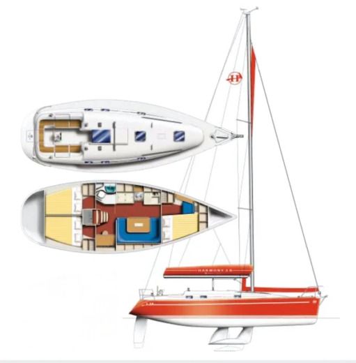 Sailboat Harmony 38 Boot Grundriss