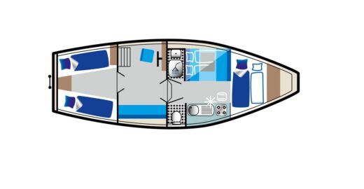 Houseboat Tjonger 880 Boot Grundriss