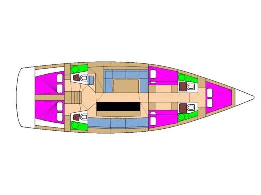 Sailboat D&D Yachts D&D Kufner 54.2 Plattegrond van de boot