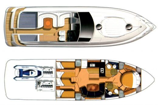 Motorboat Fairline Targa 52 GT Plano del barco