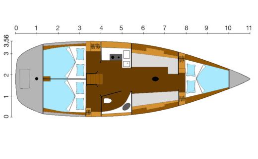 Sailboat Rinaldi di Brescia Sintesi 36 Planimetria della barca