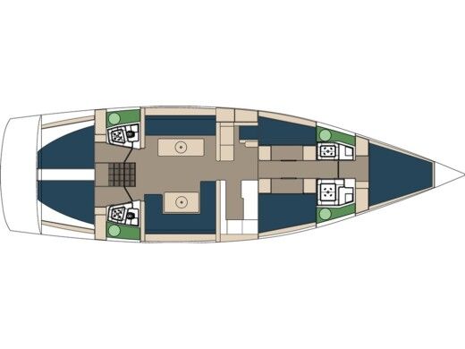 Sailboat D&D Yachts D&D Kufner 54.2 Plattegrond van de boot