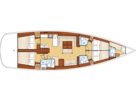 Sailboat  Oceanis 54 Plattegrond van de boot