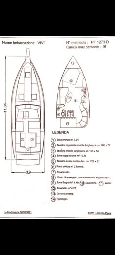 Motorboat Chris Craft 42 Planimetria della barca