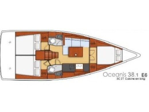 Sailboat BENETEAU OCEANIS 38.1 Boot Grundriss