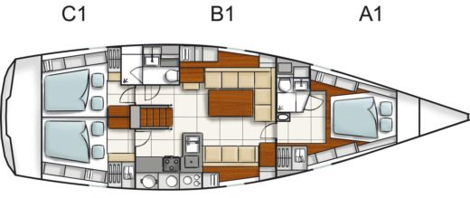 Sailboat Hanse Hanse 470e Plattegrond van de boot