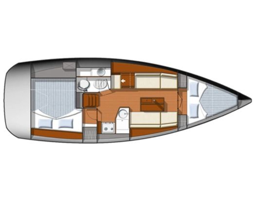 Sailboat Jeanneau Sun Odyssey 33i Σχέδιο κάτοψης σκάφους