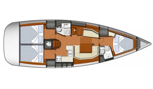 Sailboat Jeanneau Sun Odyssey 42i Plattegrond van de boot