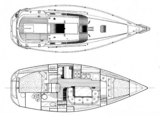 Sailboat Beneteau Océanis 320 Plano del barco