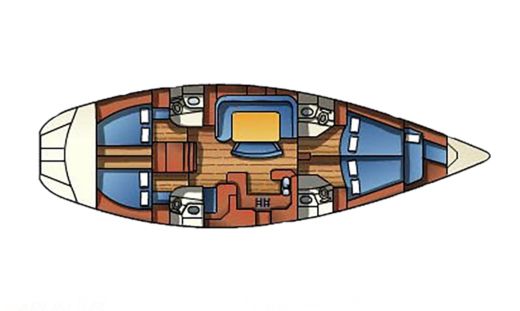 Sailboat Jeanneau 52.2 vintage Plano del barco