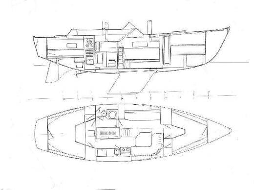 Sailboat Coronado 35 Boat layout