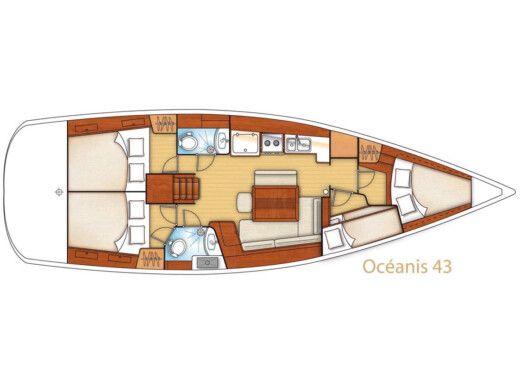 Sailboat Beneteau Oceanis 43 Σχέδιο κάτοψης σκάφους