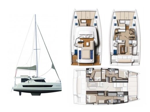 Catamaran Bali - Catana 4.6 Boot Grundriss