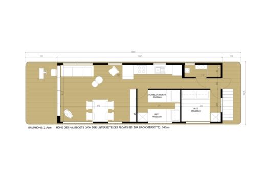 Houseboat WOMA D13 Plattegrond van de boot