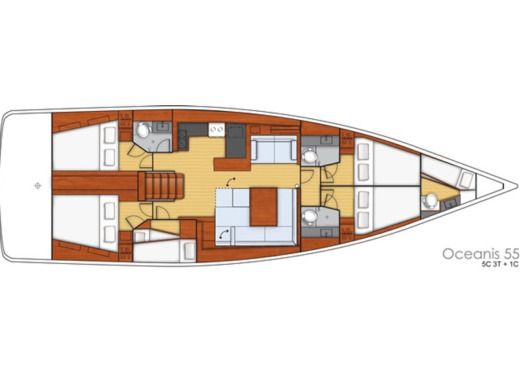 Sailboat Beneteau Oceanis 55 Boat layout