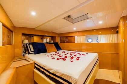 Yacht in marina Santa Eulalia, Ibiza