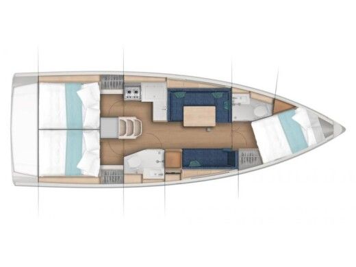 Sailboat Jeanneau Sun odyssey 380 Plano del barco