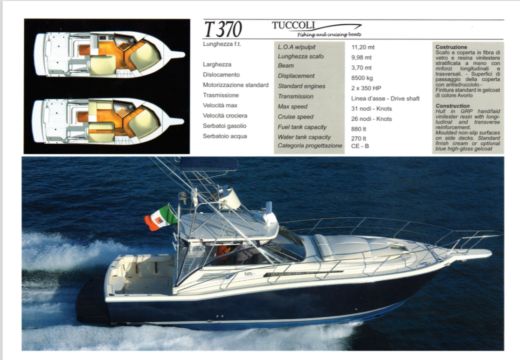 Motorboat Tuccoli T350 SportCruiser Σχέδιο κάτοψης σκάφους