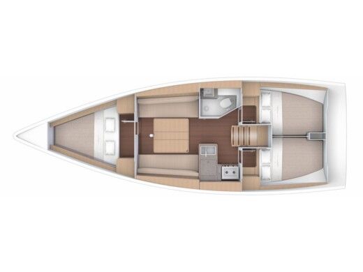 Sailboat Dufour 360 Grand Large Plattegrond van de boot